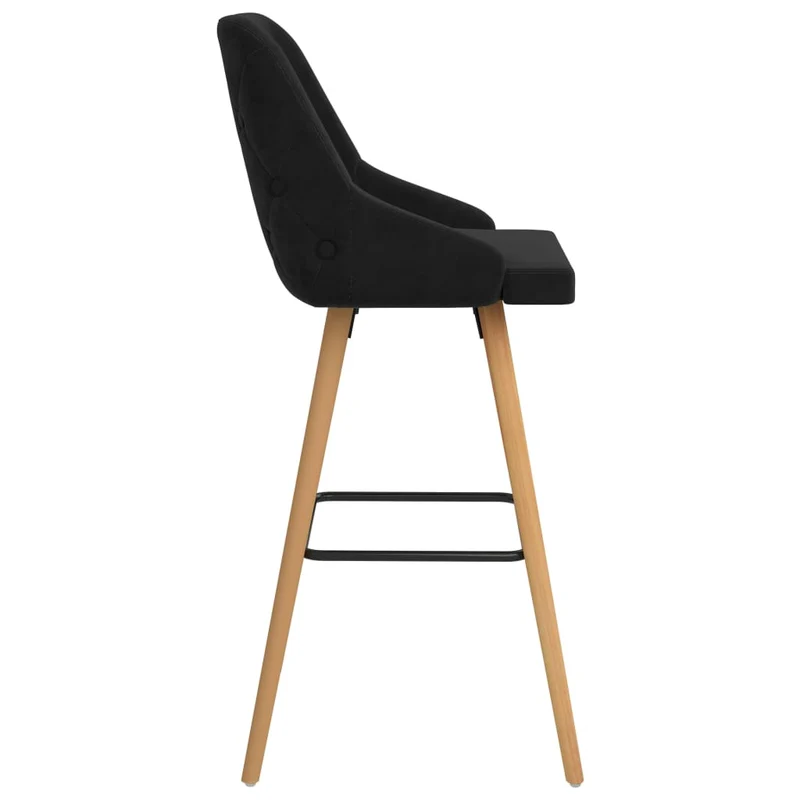 Lot de 2 tabourets de bar chaises hautes design moderne en velours noir et bois DEC029830