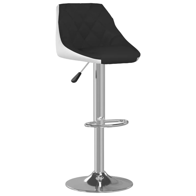 Lot de 2 tabourets de bar chaises hautes design moderne en PVC noir et blanc DEC029800