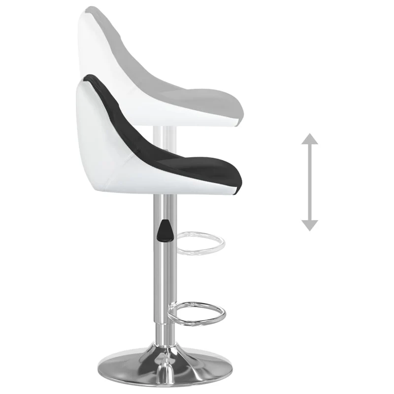 Lot de 2 tabourets de bar chaises hautes design moderne en PVC noir et blanc DEC029800