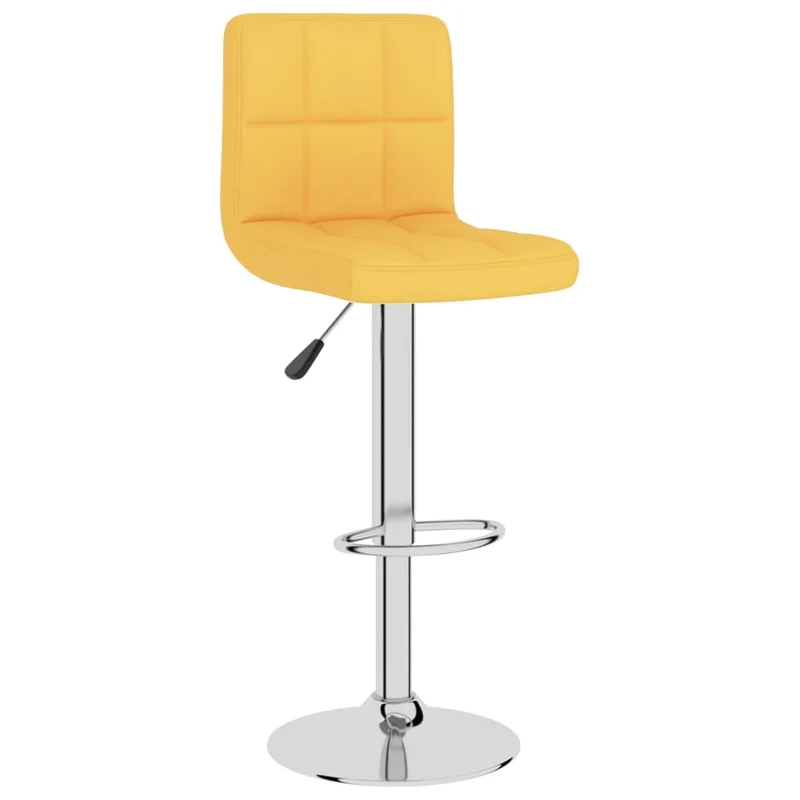 Lot de 2 tabourets de bar chaises hautes avec dossier en tissu jaune moutarde cadre en acier DEC029748