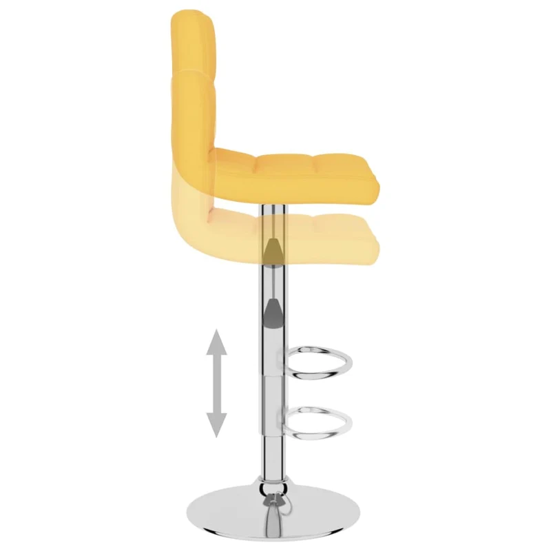 Lot de 2 tabourets de bar chaises hautes avec dossier en tissu jaune moutarde cadre en acier DEC029748