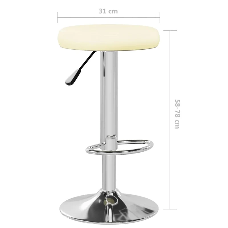Lot de 2 tabourets de bar chaises hautes en PVC crème cadre en acier DEC029652