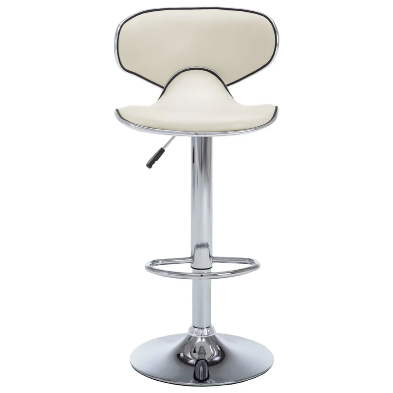 Lot de 2 tabourets de bar chaises hautes design moderne en PVC crème et acier DEC029650