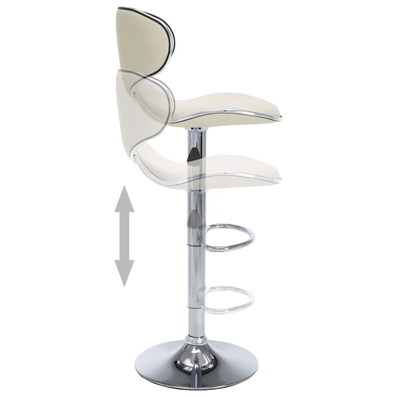 Lot de 2 tabourets de bar chaises hautes design moderne en PVC crème et acier DEC029650