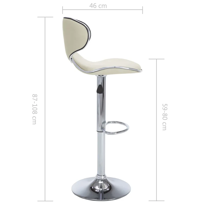 Lot de 2 tabourets de bar chaises hautes design moderne en PVC crème et acier DEC029650