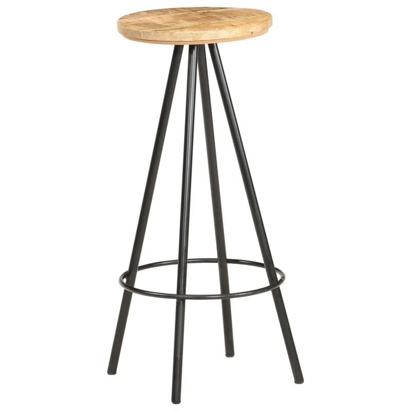 Lot de 2 tabourets de bar chaises hautes avec repose-pied en bois de manguier et fer DEC029636