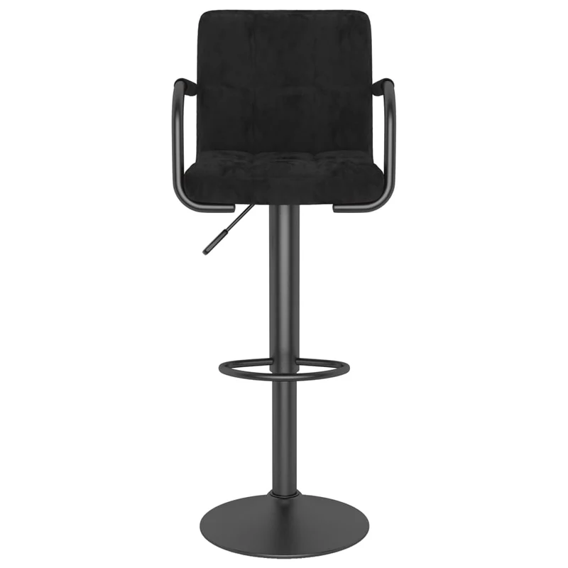 Tabouret de bar x1 chaise haute avec dossier et accoudoirs en velours noir cadre en acier noir DEC029536