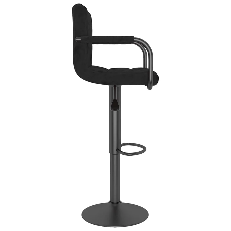 Tabouret de bar x1 chaise haute avec dossier et accoudoirs en velours noir cadre en acier noir DEC029536