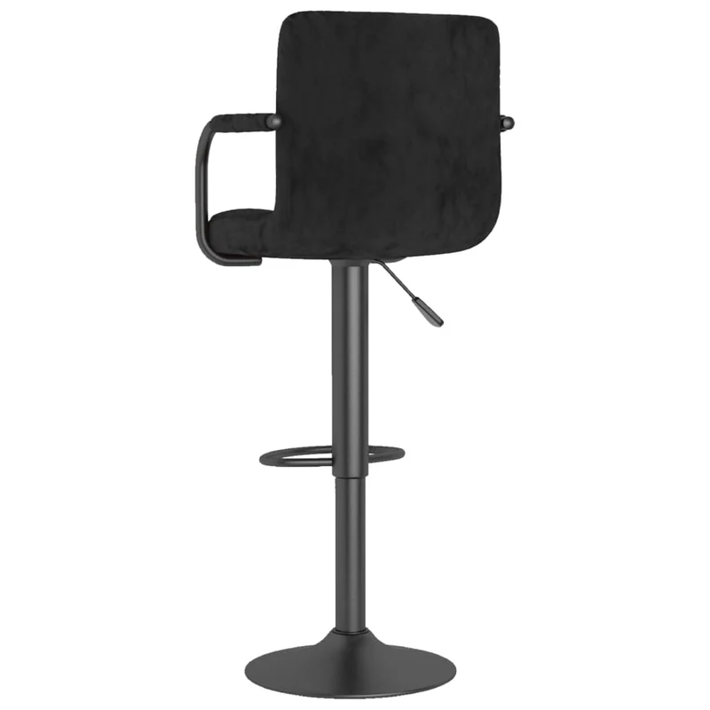 Tabouret de bar x1 chaise haute avec dossier et accoudoirs en velours noir cadre en acier noir DEC029536