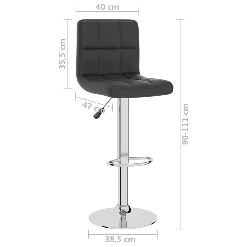 Tabouret de bar x1 chaise haute en PVC noir cadre en acier DEC029519