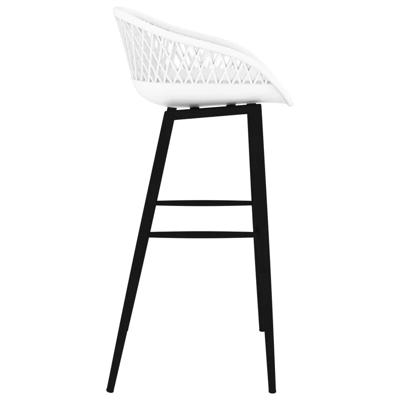 Tabourets de bar x2 chaises haute aspect de maille en PP blanc et métal DEC029330