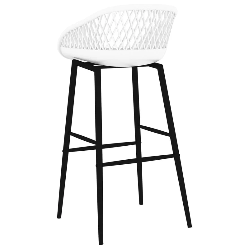 Tabourets de bar x2 chaises haute aspect de maille en PP blanc et métal DEC029330