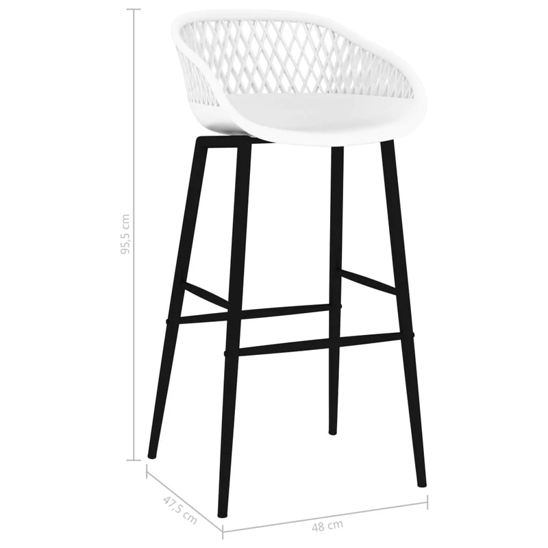 Tabourets de bar x2 chaises haute aspect de maille en PP blanc et métal DEC029330
