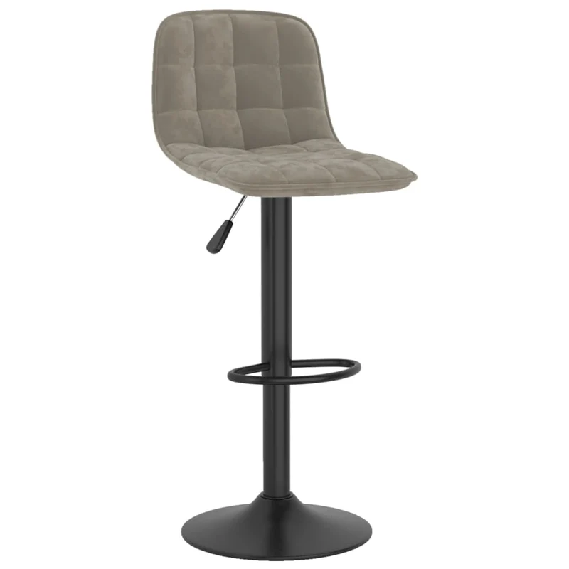 Lot de 2 tabourets de bar chaises hautes en velours gris clair base en acier chromé DEC029699