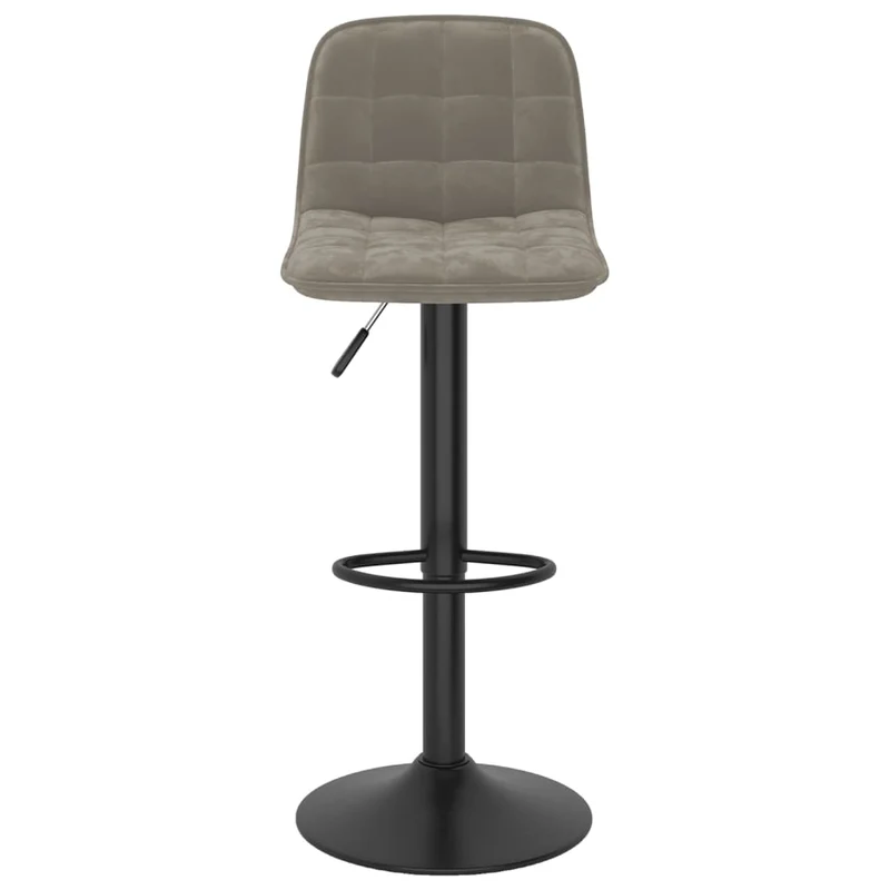 Lot de 2 tabourets de bar chaises hautes en velours gris clair base en acier chromé DEC029699