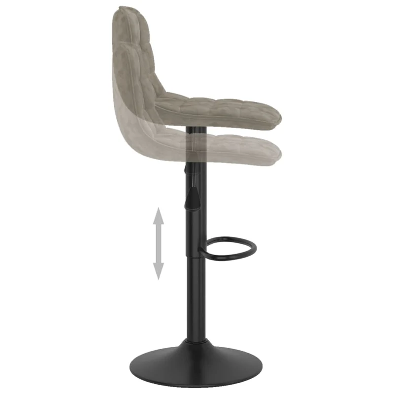 Lot de 2 tabourets de bar chaises hautes en velours gris clair base en acier chromé DEC029699