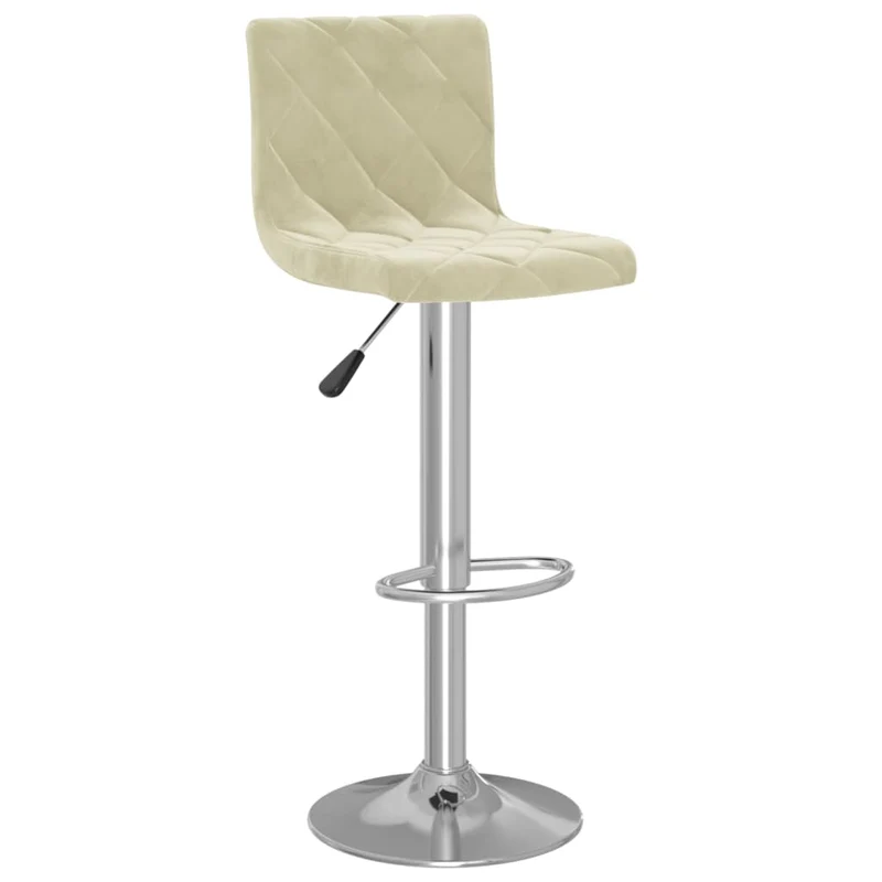 Lot de 2 tabourets de bar chaises hautes en velours crème cadre en acier DEC029666