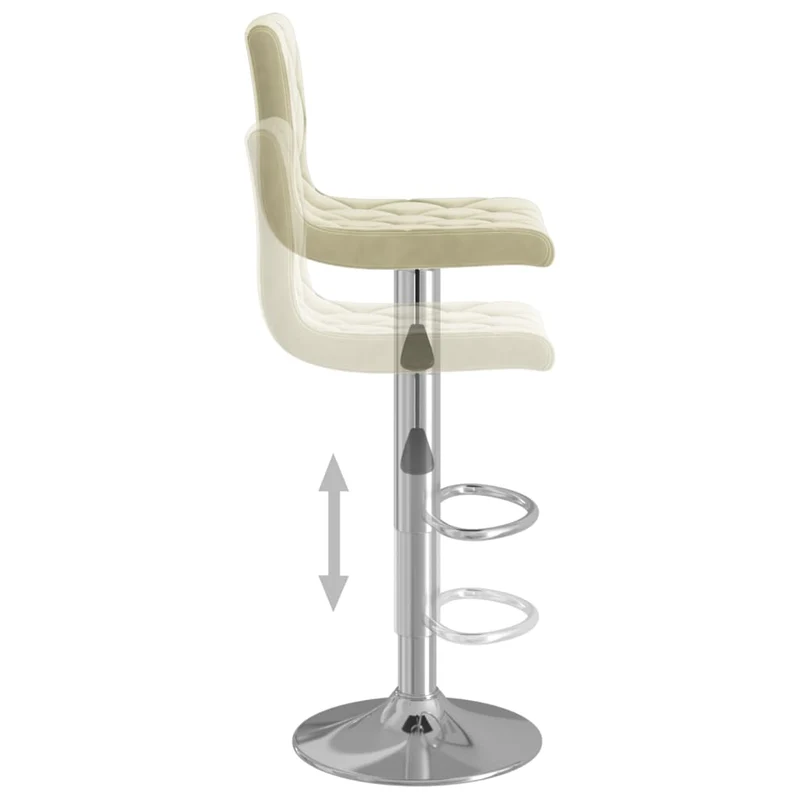 Lot de 2 tabourets de bar chaises hautes en velours crème cadre en acier DEC029666