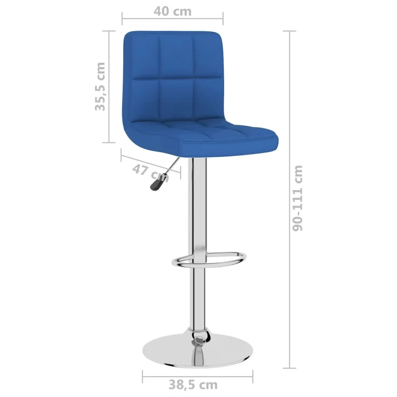 Lot de 2 tabourets de bar chaises hautes en tissu bleu base en acier DEC029621