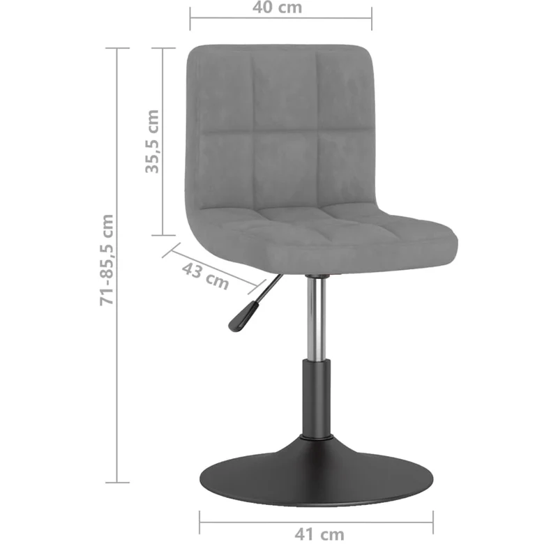 Tabouret de bar x1 chaise haute pivotant en velours gris clair cadre en acier DEC029542