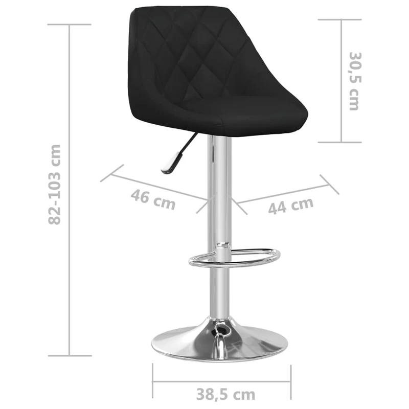 Tabouret de bar x1 chaise haute coutures losange en PVC noir DEC029524