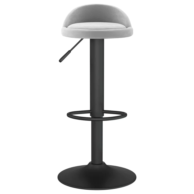 Tabouret de bar x1 chaise haute en velours gris clair et acier noir DEC029480