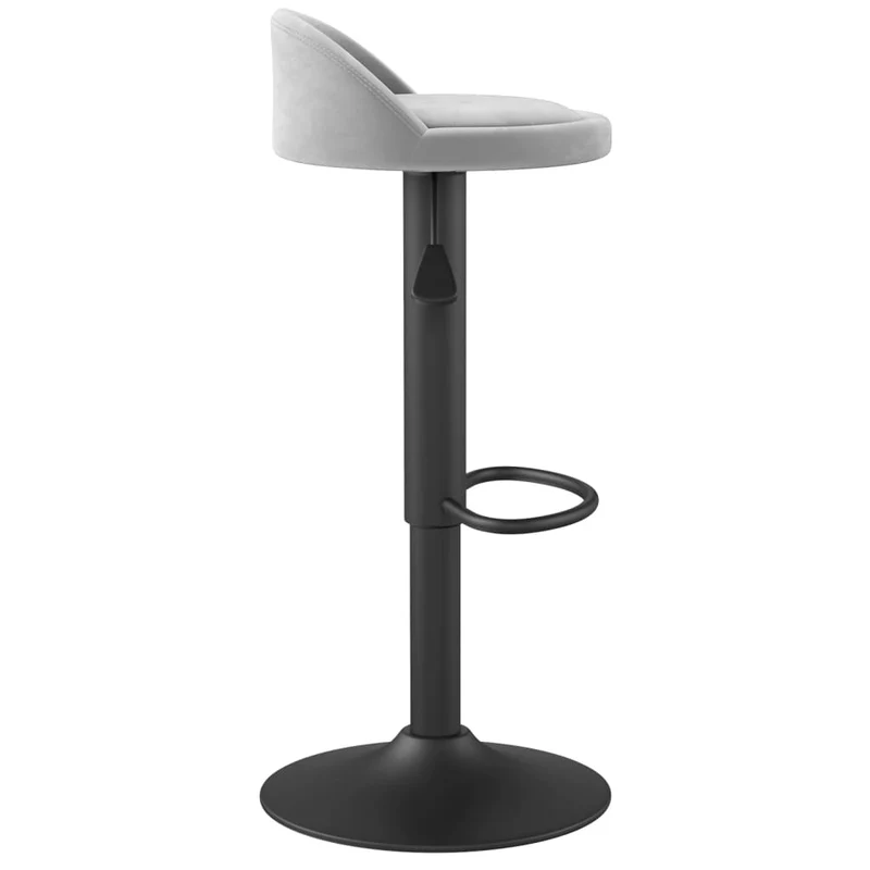 Tabouret de bar x1 chaise haute en velours gris clair et acier noir DEC029480