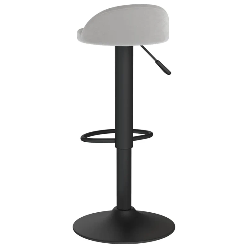 Tabouret de bar x1 chaise haute en velours gris clair et acier noir DEC029480