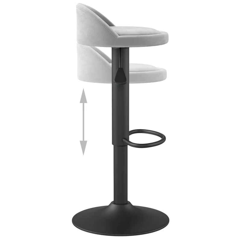 Tabouret de bar x1 chaise haute en velours gris clair et acier noir DEC029480