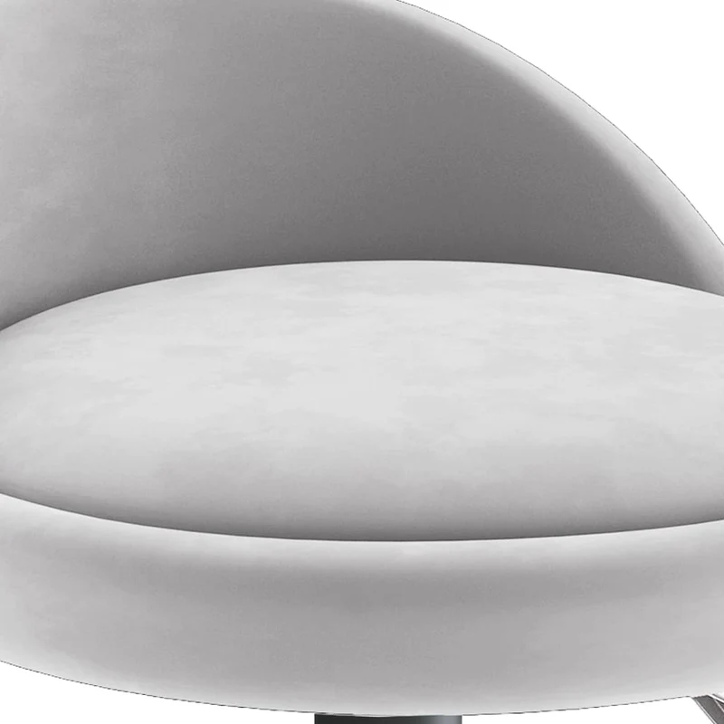 Tabouret de bar x1 chaise haute en velours gris clair et acier noir DEC029480
