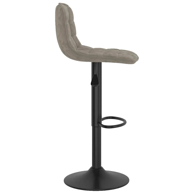 Tabouret de bar x1 chaise haute avec dossier en velours gris clair et acier noir DEC029477