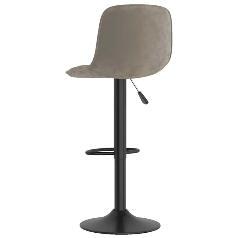 Tabouret de bar x1 chaise haute avec dossier en velours gris clair et acier noir DEC029477