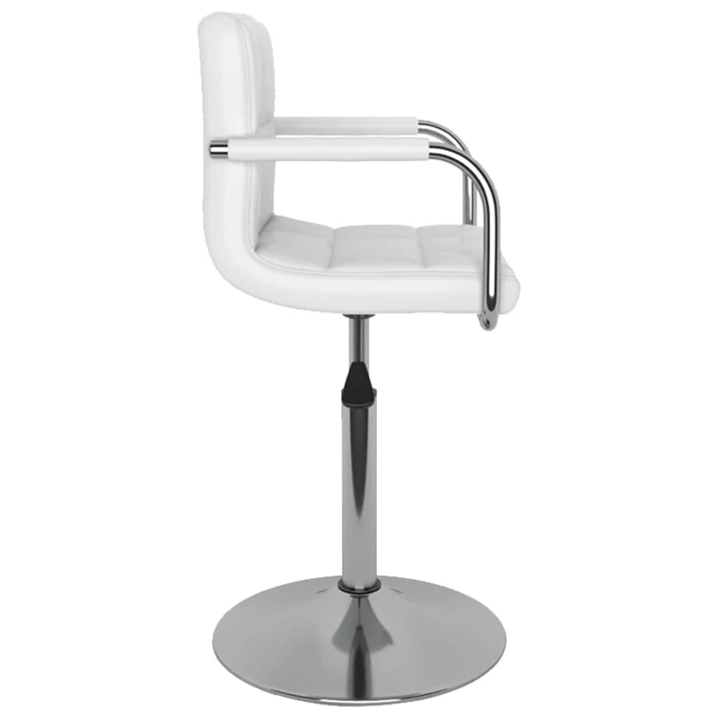 Tabouret de bar x1 chaise haute avec dossier et accoudoirs en PVC blanc et acier DEC029446