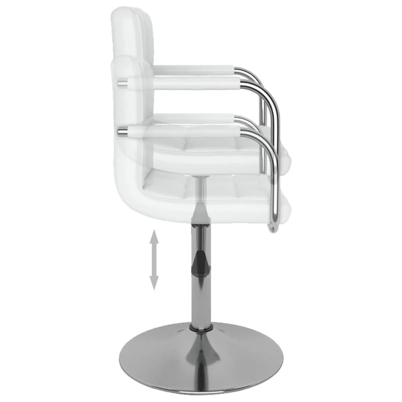 Tabouret de bar x1 chaise haute avec dossier et accoudoirs en PVC blanc et acier DEC029446