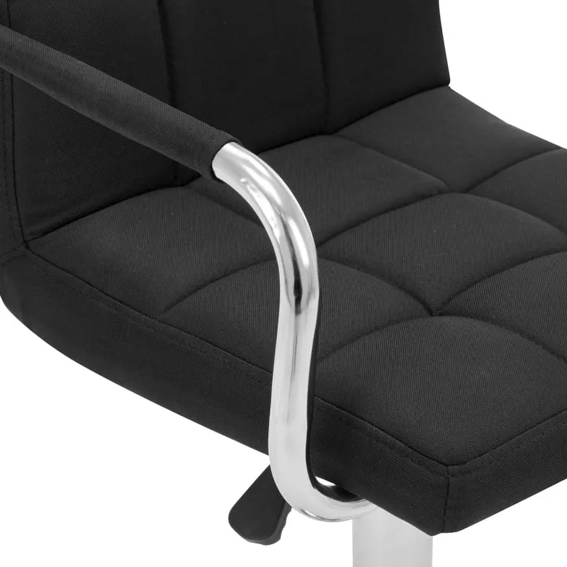 Tabouret de bar x1 chaise haute avec dossier et accoudoirs en tissu noir cadre en acier DEC029325