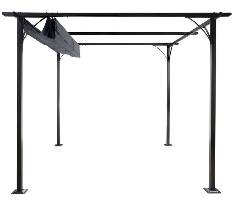 Pergola gazebo de jardin cadre stable 6cm + toit ouvrant 3x3m gris 04_0004108