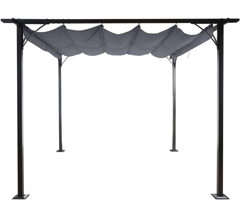 Pergola gazebo de jardin cadre stable 6cm + toit ouvrant 3x3m gris 04_0004108