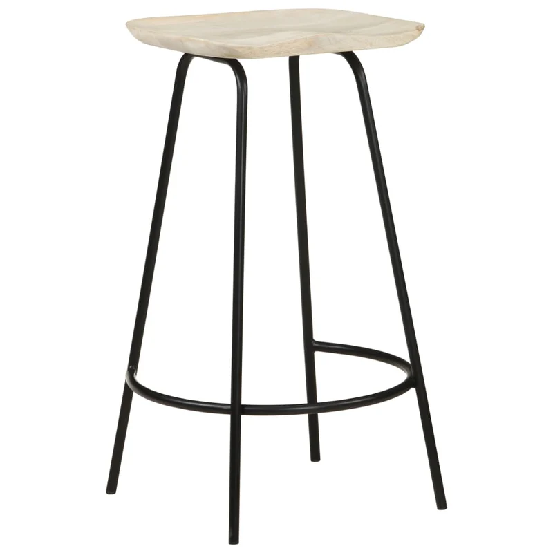 Lot de 4 tabourets de bar chaises hautes en bois de manguier et fer DEC029910