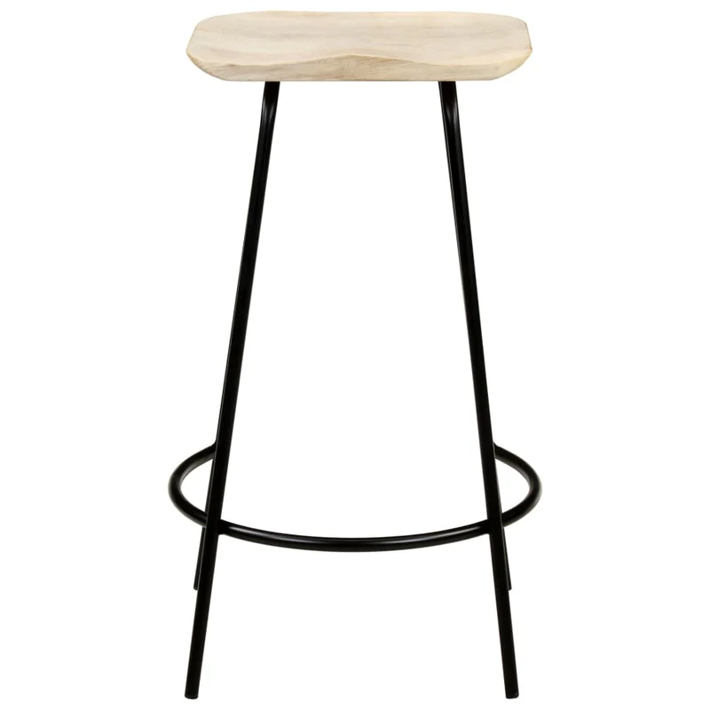 Lot de 4 tabourets de bar chaises hautes en bois de manguier et fer DEC029910