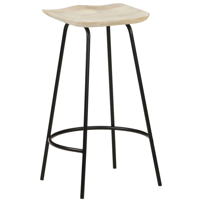 Lot de 4 tabourets de bar chaises hautes en bois de manguier et fer DEC029910