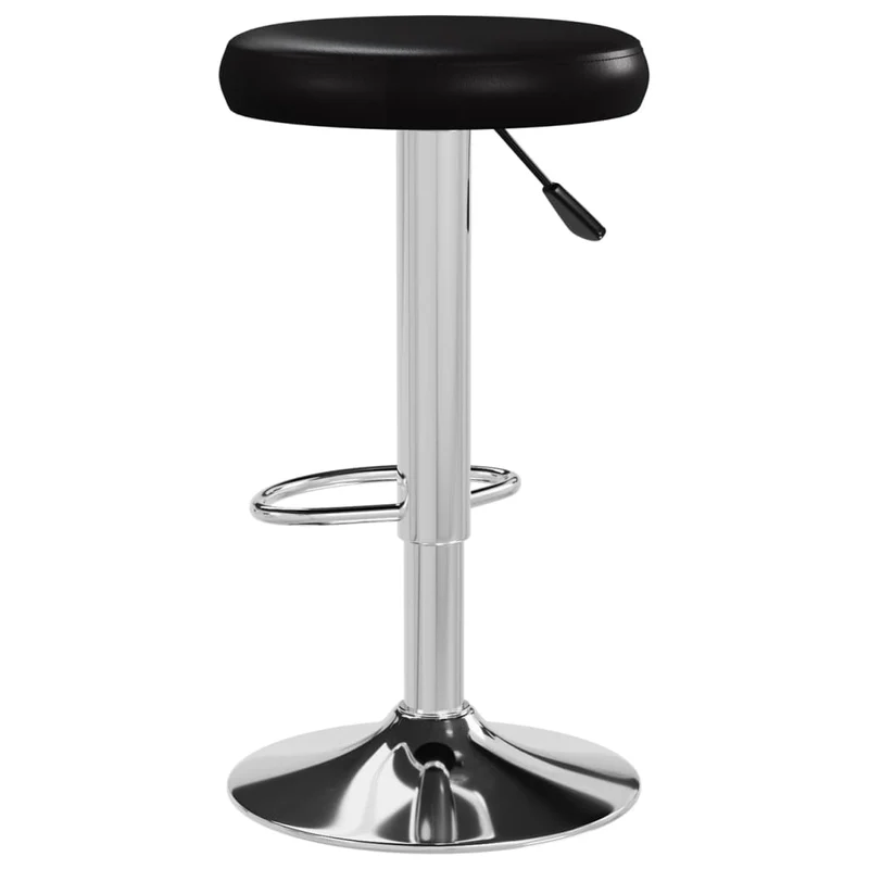 Lot de 2 tabourets de bar chaises hautes en PVC noir et acier DEC029806
