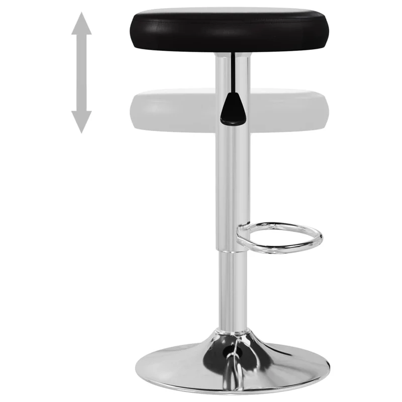Lot de 2 tabourets de bar chaises hautes en PVC noir et acier DEC029806