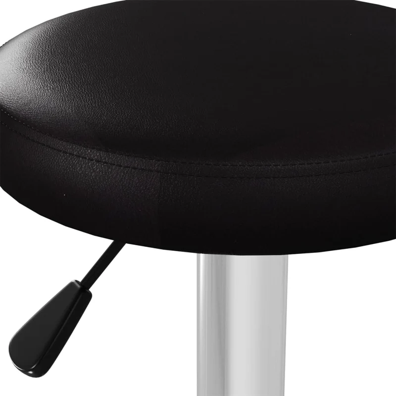 Lot de 2 tabourets de bar chaises hautes en PVC noir et acier DEC029806