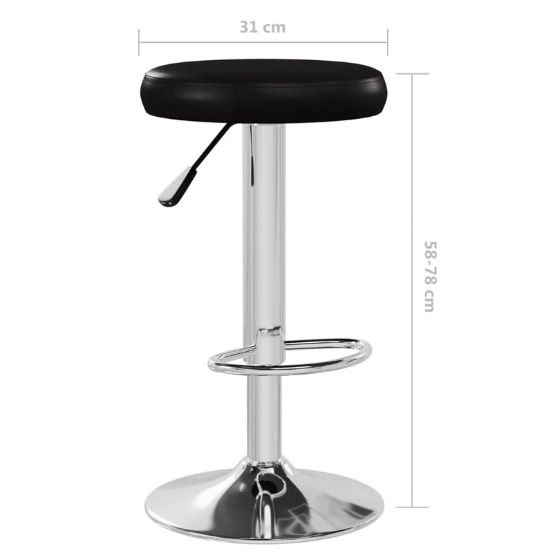 Lot de 2 tabourets de bar chaises hautes en PVC noir et acier DEC029806