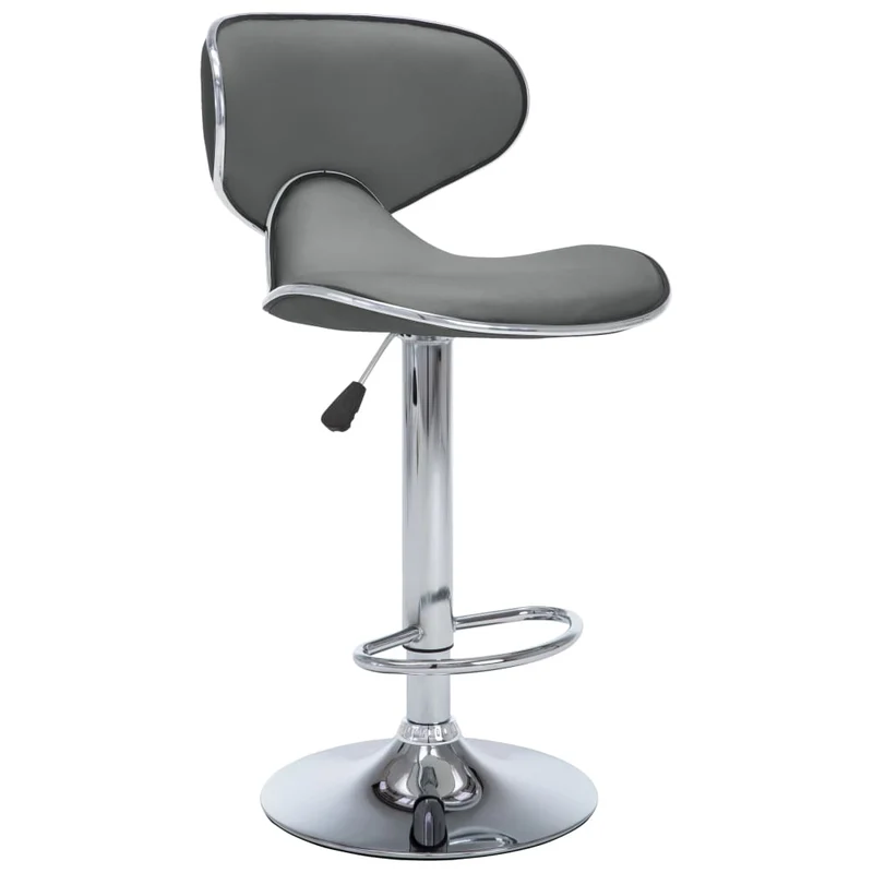 Lot de 2 tabourets de bar chaises hautes design moderne en PVC gris et acier DEC029737