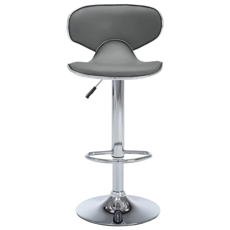 Lot de 2 tabourets de bar chaises hautes design moderne en PVC gris et acier DEC029737