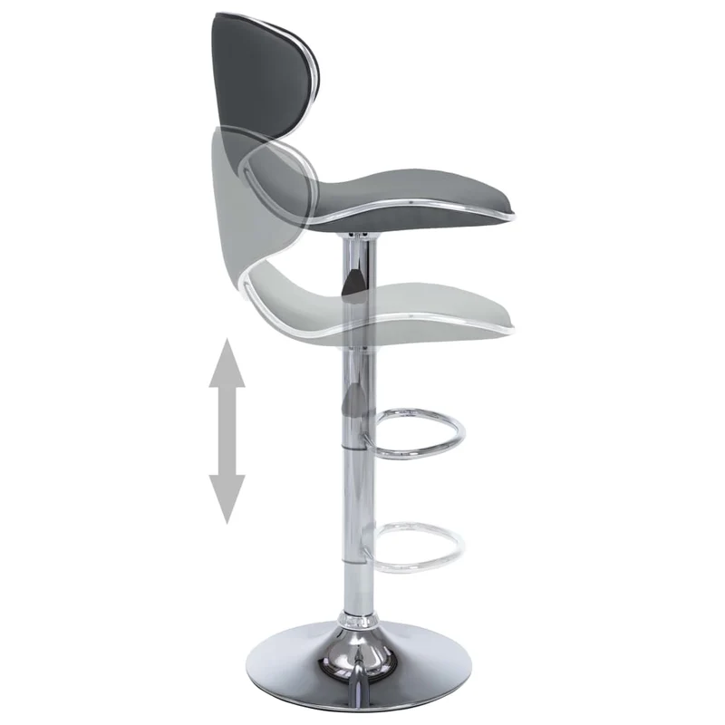 Lot de 2 tabourets de bar chaises hautes design moderne en PVC gris et acier DEC029737