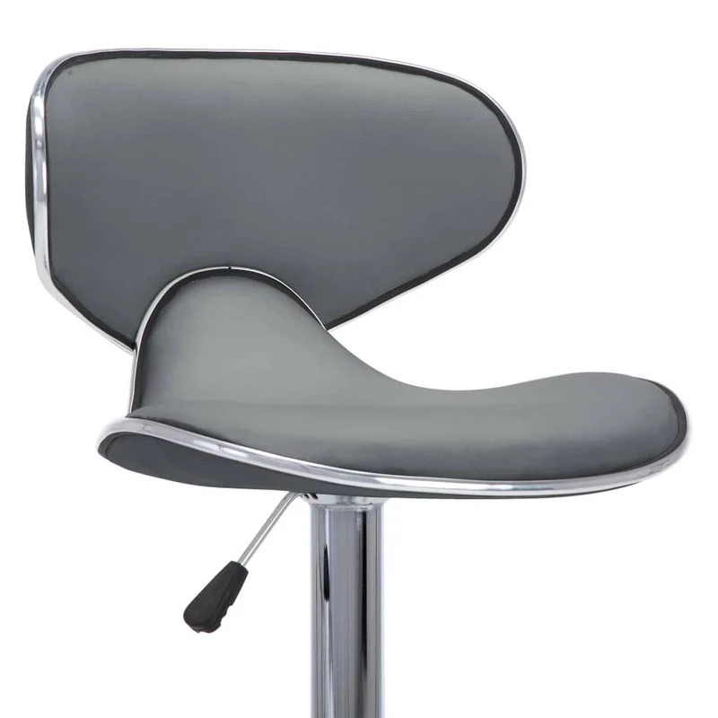 Lot de 2 tabourets de bar chaises hautes design moderne en PVC gris et acier DEC029737