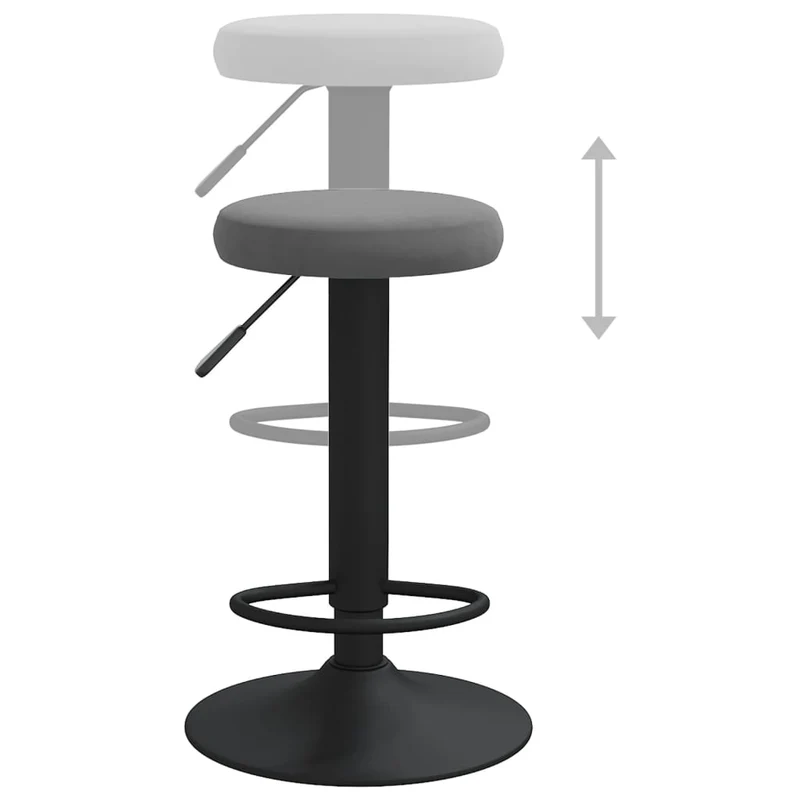 Lot de 2 tabourets de bar chaises hautes en velours gris foncé et acier DEC029724