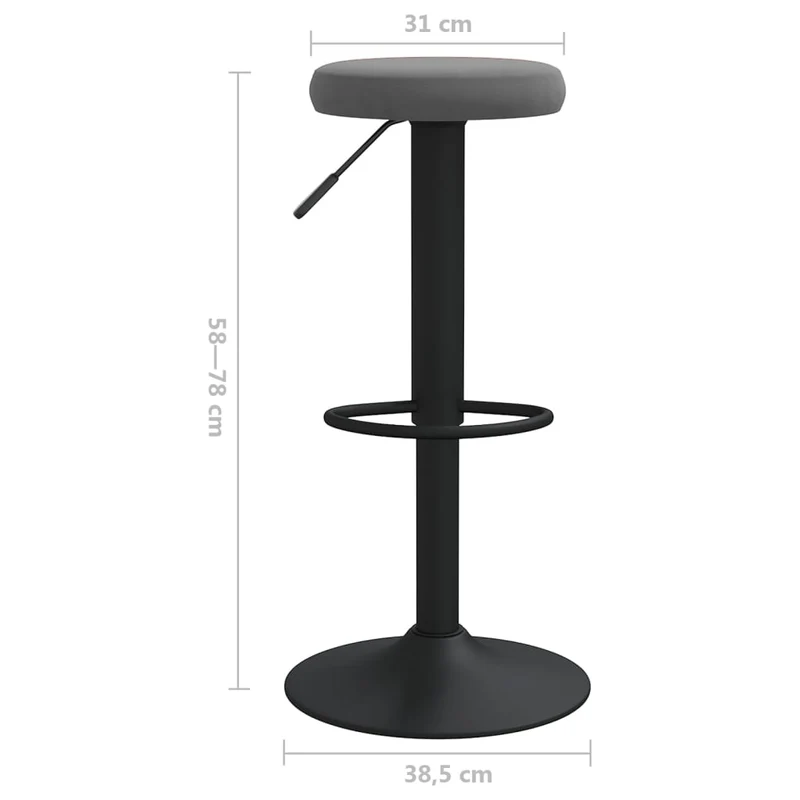 Lot de 2 tabourets de bar chaises hautes en velours gris foncé et acier DEC029724